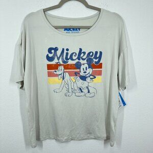Mickey Mouse Disney Grey Graphic Pajama Top Women's Size Medium Adorable NWT Med